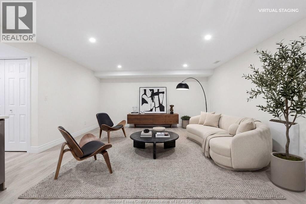 Virtually staged lower-level living area